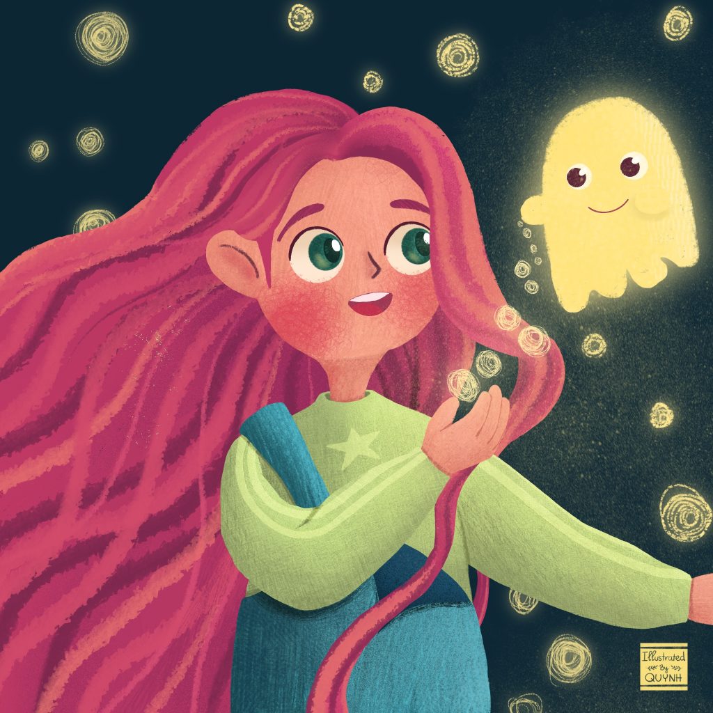 Little Girl and Her Ghost Friend